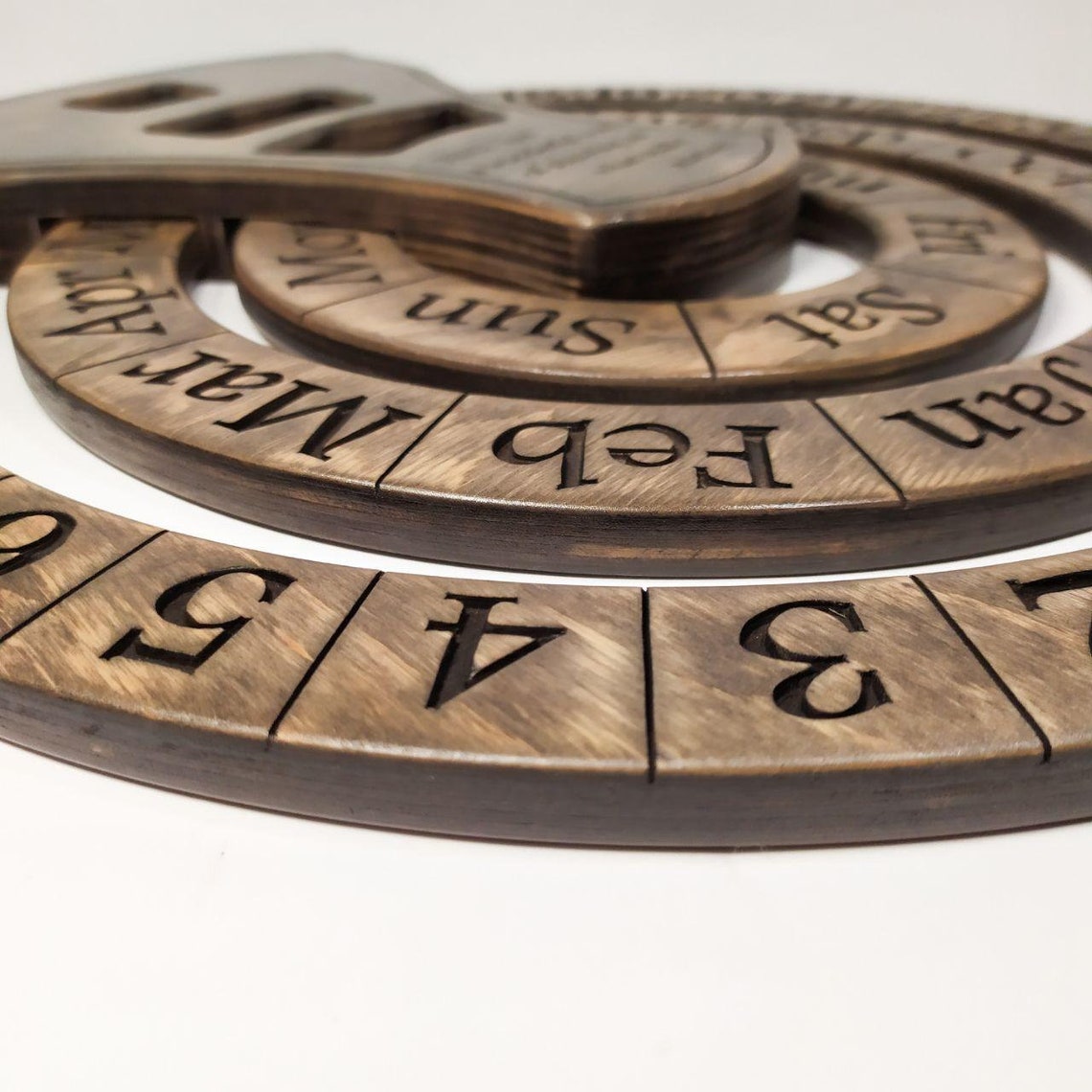 Wall hanging perpetual calendar personalized circular wooden Etsy
