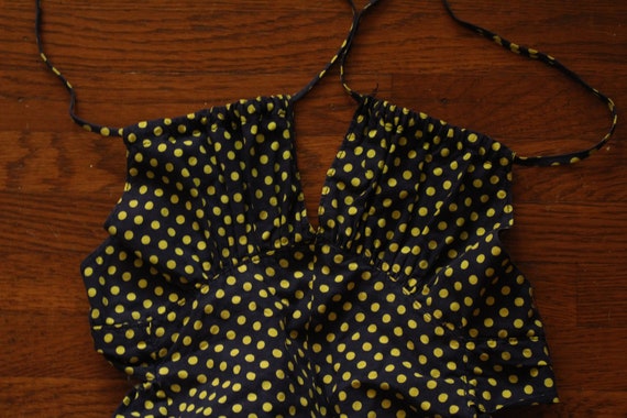 60s Baby Girl's Navy Blue wit Yellow Polka Dots Sw