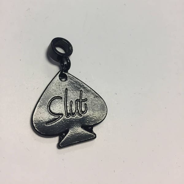 BLACK Queen Of Spades Charm for Anklets Necklace Bracelet etc.  - Slut - Hotwife - Shared Wife - I Love BBC -