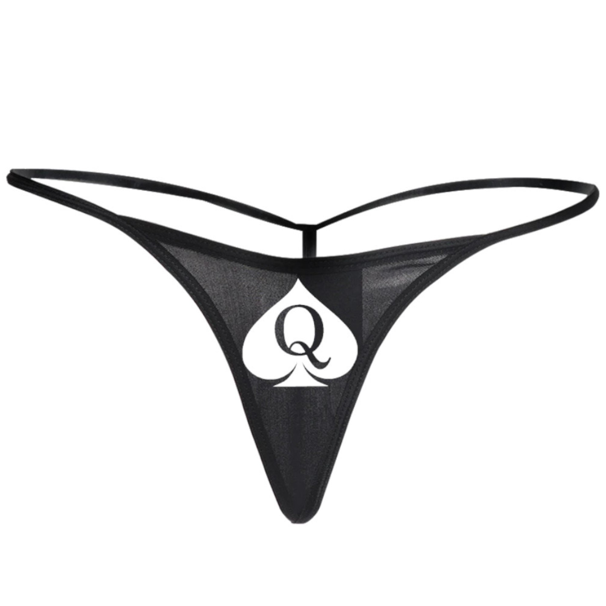 Black Queen of Spades QOS Logo G-string Thong Tanga Snowbunny, Mistress,  Sissy, Vixen,hotwife -  UK