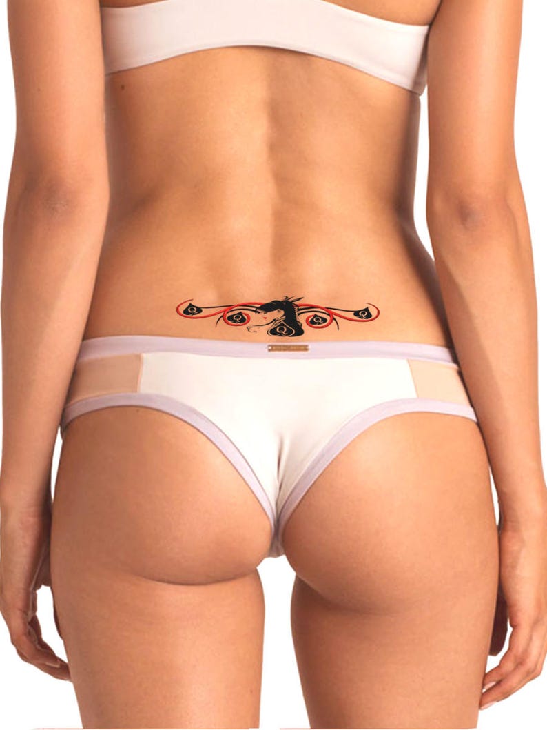 6x2 Inches Qos Queen Of Spades Tramp Stamp Temporary Tattoos Etsy