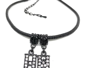Blacked QOS Queen Of Spades Charm - Anklet or Necklace - Black Owned BBC Interracial Loving Fetish Cuckold Hotwife Jewelry
