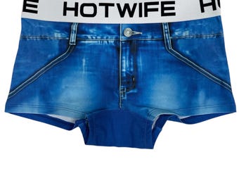 HOTWIFE Denim Print Iconic QOS Brand Short Trunks