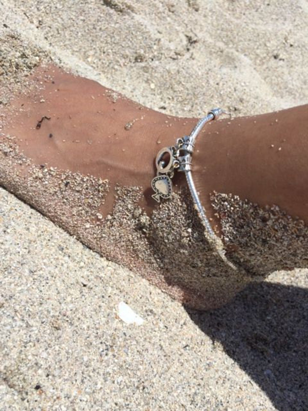 Silver Queen of Spades Anklet or Necklace Crown and Spade