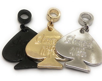 Shared Wife Charm in Black, Gold and Silver - Hotwife Queen of Spades QOS Brand Wife Hot Shared