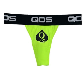 Neon Green Iconic QOS Brand Thong - Queen Of Spades