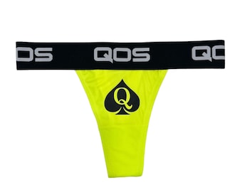 Neon Yellow Iconic QOS Brand Thong - Queen Of Spades