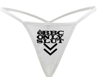 White BBC Only - Queen Of Spades QOS Brand Logo G-String - Snowbunny, Hotwife