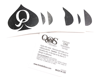 Tatuaje temporal icónico de la MARCA QOS - Tatuajes de la reina de espadas Hotwife Swinger
