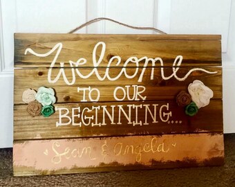 Items similar to Wooden Wedding Welcome Sign, Wooden Wedding Sign, 16x20 Printable Wedding Sign ...