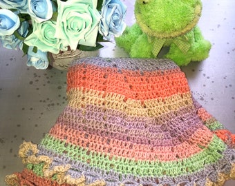 Specjalna oferta kwietniowa ~> Okrągły tęczowy (GOT) kocyk afgański dla niemowląt robiony na szydełku (średnica 46 cali!) Ręcznie robiony