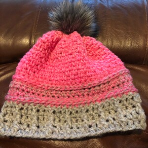 Hot Pink Crochet Winter Hat Cap Handmade