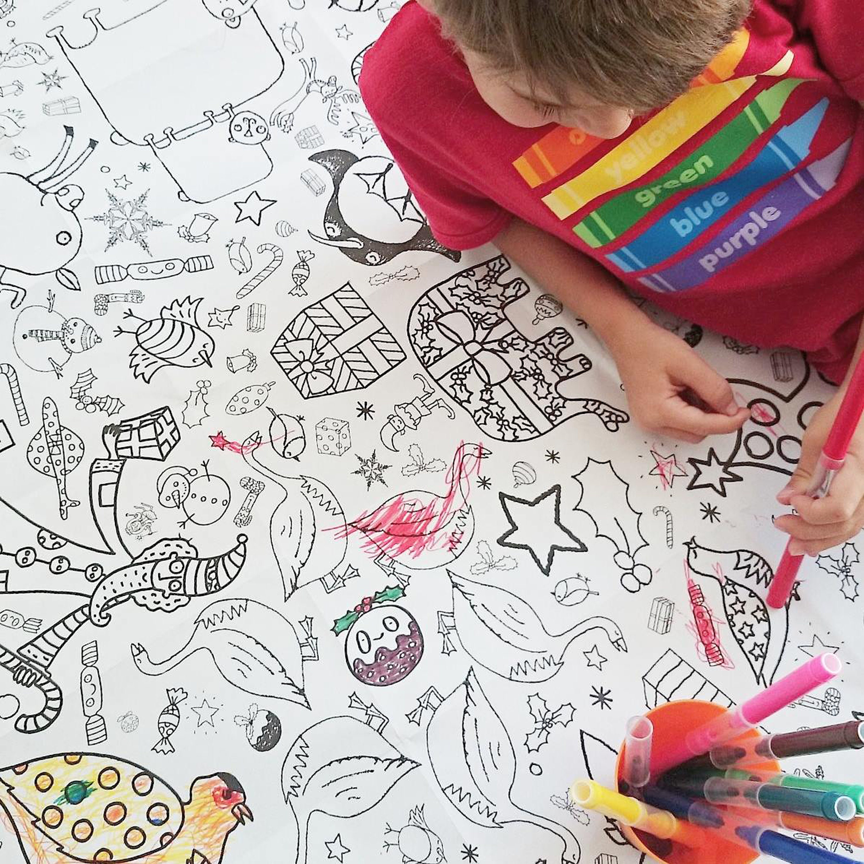 Extra Large Giant Children's Kids Colour in Art & Craft Colouring Poster /  Tablecloth Teatime. paper, Size 50 X 37.5 Ins 