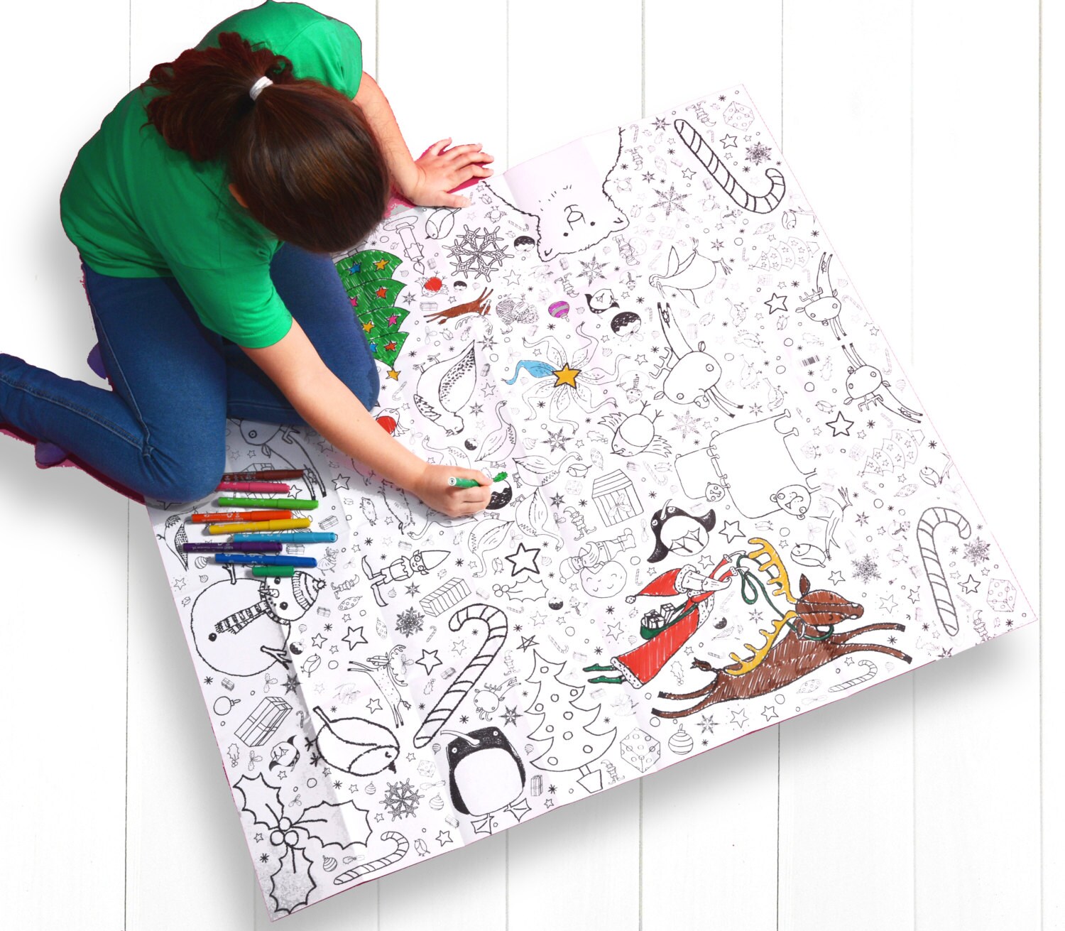 Extra Large Giant Children's Kids Colour in Art & Craft Colouring Poster /  Tablecloth Teatime. paper, Size 50 X 37.5 Ins 