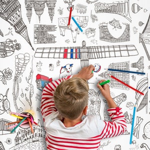 Art & Craft Coloring Poster / Tischdecke – Großbritannien, (Papier, Größe 1270 x 952 mm) Eggnogg Color-in
