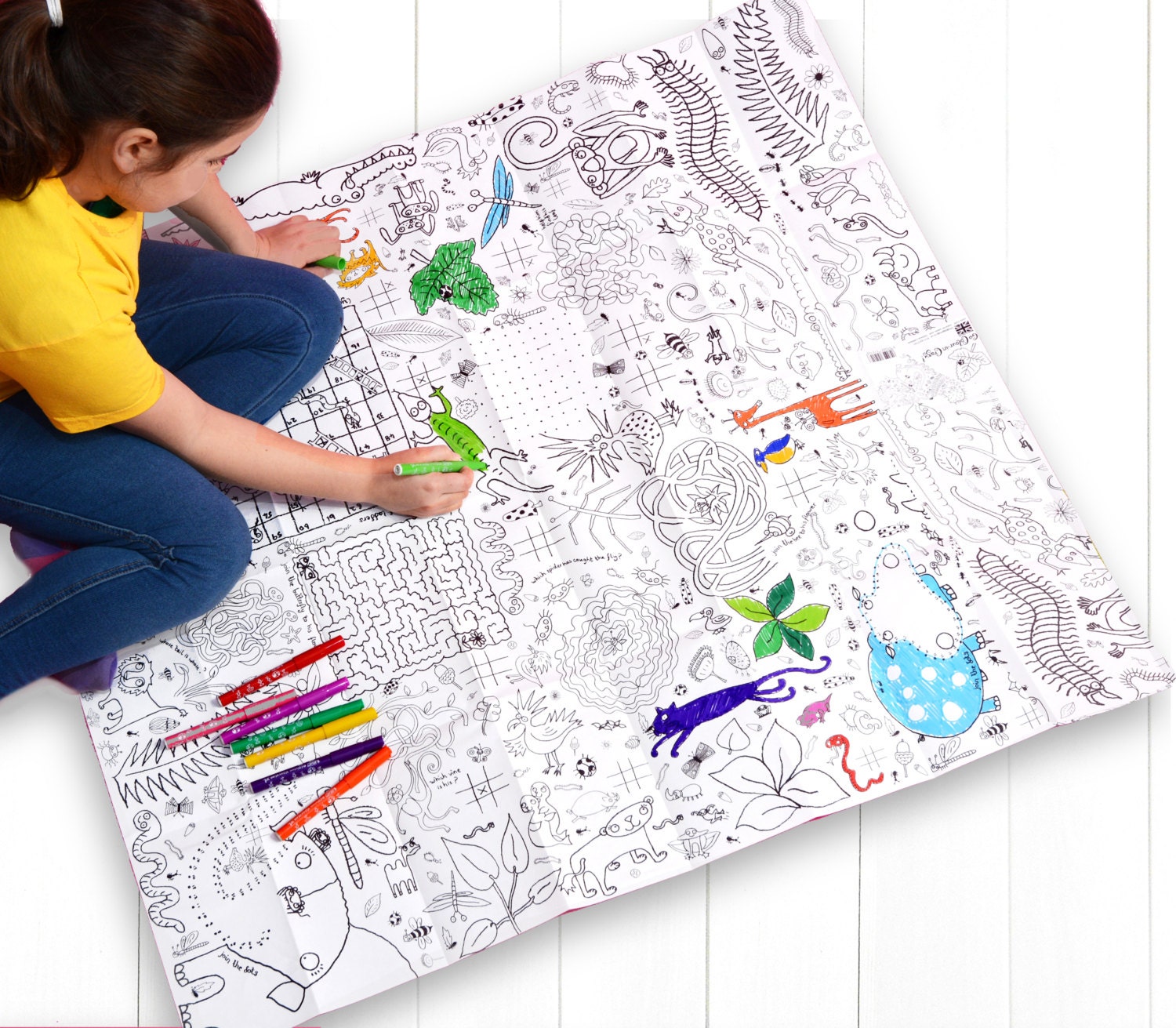 Extra Large Giant Children's Kids Colour in Art & Craft Colouring Poster /  Tablecloth Teatime. paper, Size 50 X 37.5 Ins 