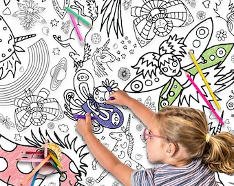 Mantel gigante para colorear de hada unicornio extra grande