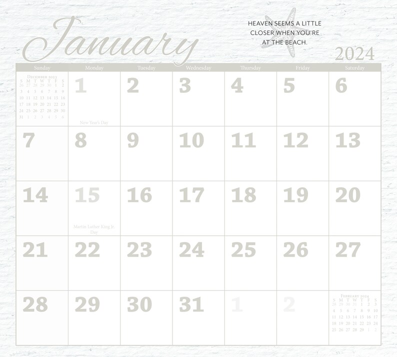 Simple Faith Beach Calendar 2024 97012 Etsy