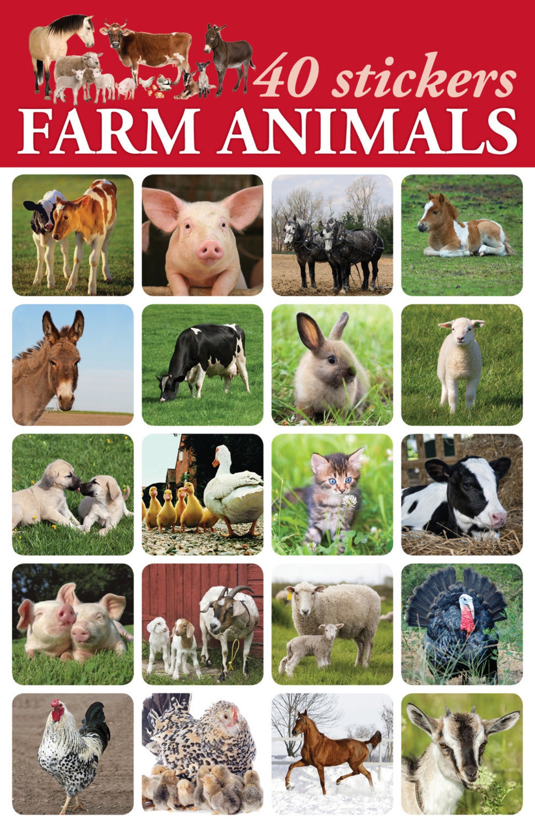 Farm Animal Stickers Etsy