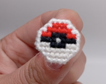 Pendientes de Pokeball hechos a mano: arte pixelado en punto de cruz, regalo para gamers