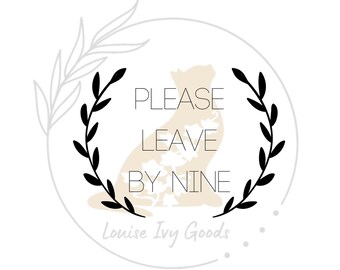 Please Leave By Nine Embroidery Template: Snarky Stitches (PDF Pattern)