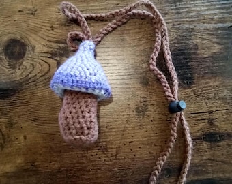Mushroom Chap Stick Holder, Mushroom Necklace, Mushroom Lighter Buddy, Purple Lighter Necklace, Lip Balm Cozy Necklace, Festival Accessories