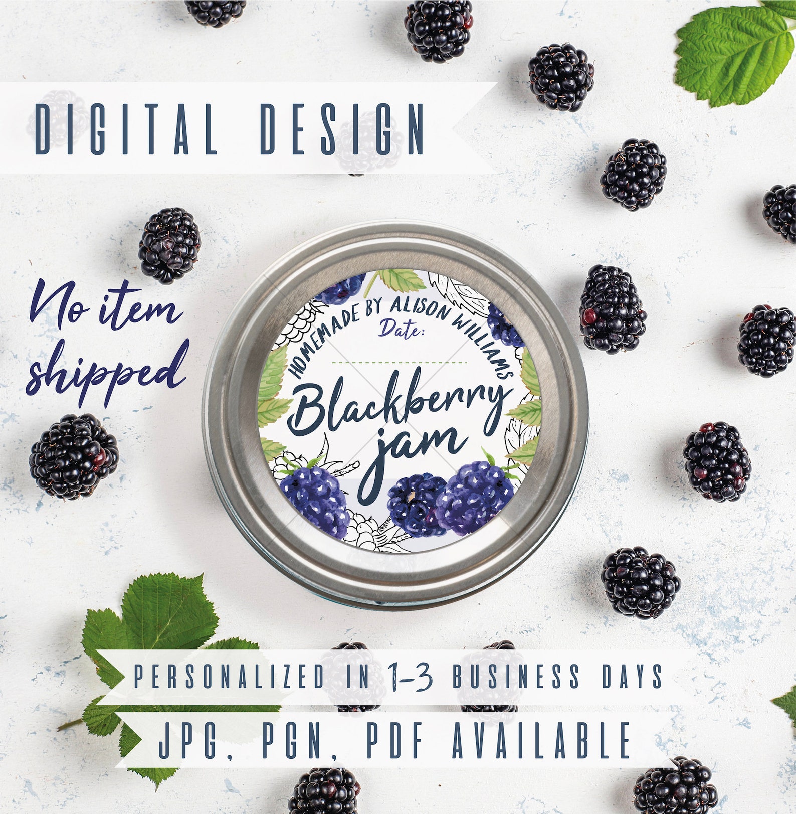 DIGITAL Blackberry Jam Label Printables Personalized Canning Etsy
