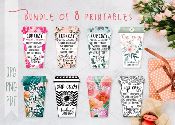 Cup Cozy Display Cards Printable Coffee Cozy Template Cup - Etsy