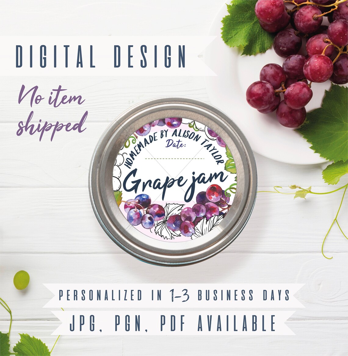 CUSTOM Grape Jam Label Printables Personalized Canning Etsy