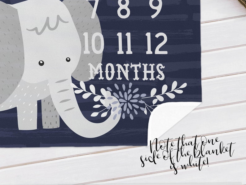 Elephant Milestone Blanket Baby Boy Blue Blanket With Months Etsy