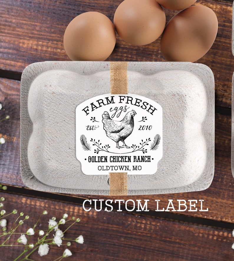 CUSTOM Egg Carton Label Svg & Printable Personalized Chicken Etsy