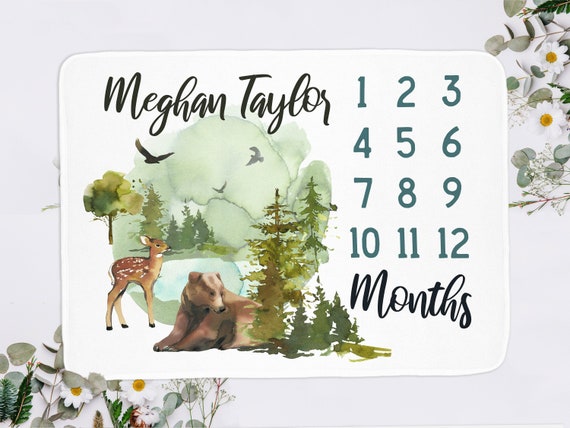 Baby Milestone Blanket for Boys and Girls with Nature Theme Baby Milestone Blanket for Boys and Girls with Nature Theme