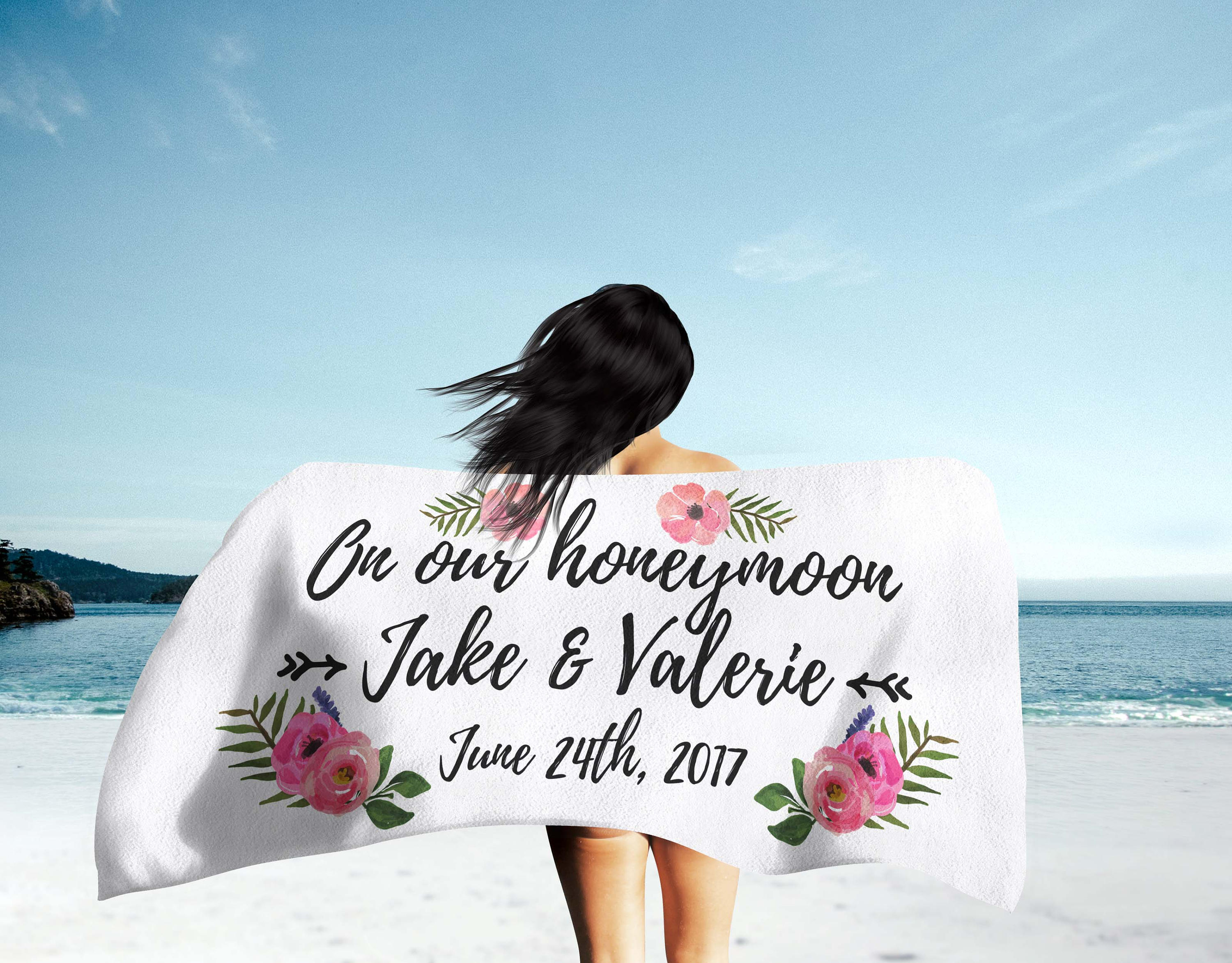 Honeymoon Gifts - Honeymoon Beach Towels - Personalized Honeymoon Tow…