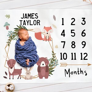 Couverture Detape De Bois Mois De Couverture De Bebe Garcon Etsy