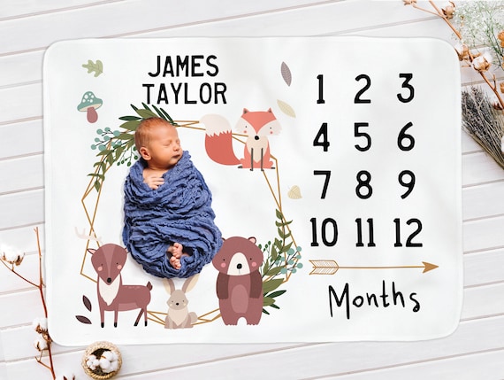 Couverture Detape De Bois Mois De Couverture De Bebe Garcon Etsy France