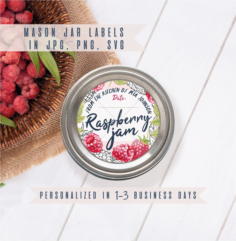 DIGITAL Raspberry Jam Labels Personalized Berry Jam Label Etsy