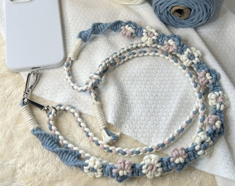 Colorful Macrame Flower Mobile Phone Chain, hands-free phone accessories, Flower mobile phone strap Adjustable length