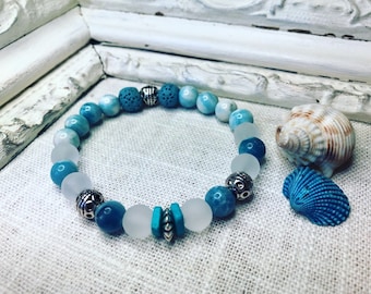 Spirit of the Sea Larimar & Sea Glass Aromatherapy Bracelet