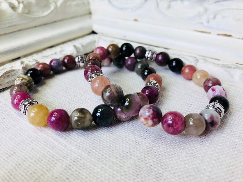 Heart Chakra/Love Watermelon Tourmaline Stretch Bracelet image 1