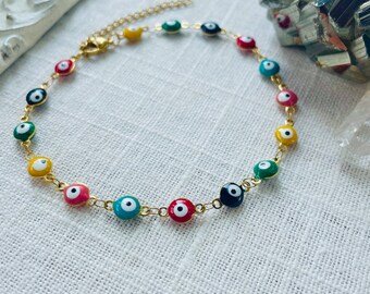 Gold Plated Evil Eye Anklet