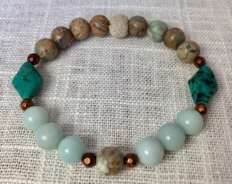 Calming Amazonite Aromatheraoy Stretch Bracelet