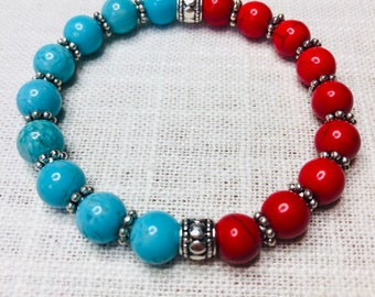 Red & Turquoise Howlite Healing Bracelet