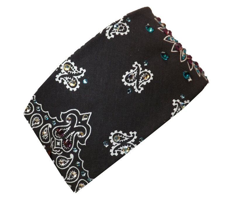 Black Biker Bling Bandana With Swarovski Crystal Rhinestones / Etsy