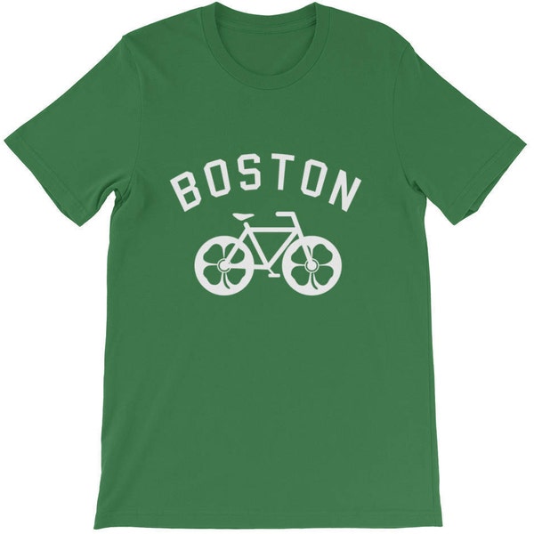 Boston Bike Clover Shirt - Bike Design - Four Leaf Clover - Luck of the Irish - Beantown - Bicycle Tee - Bike Boston