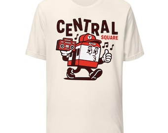 Camiseta de música funky de Central Square - Hip Hop de Cambridge de la vieja escuela - Línea Roja MBTA - Boston - 02138 - Oriente Medio
