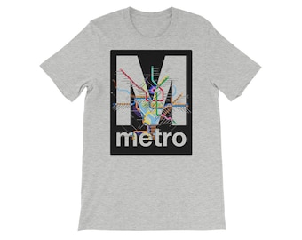 Camiseta con el logotipo del mapa del metro de DC - Tránsito - Metro - Washington - Virginia - Maryland - Transporte - Geografía única