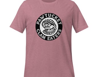 Camiseta de los Pawtucket Clam Eaters - Ligas Menores de Béisbol - Equipo Deportivo Extinto de Rhode Island - Logotipo Sugerente - Americana Divertida