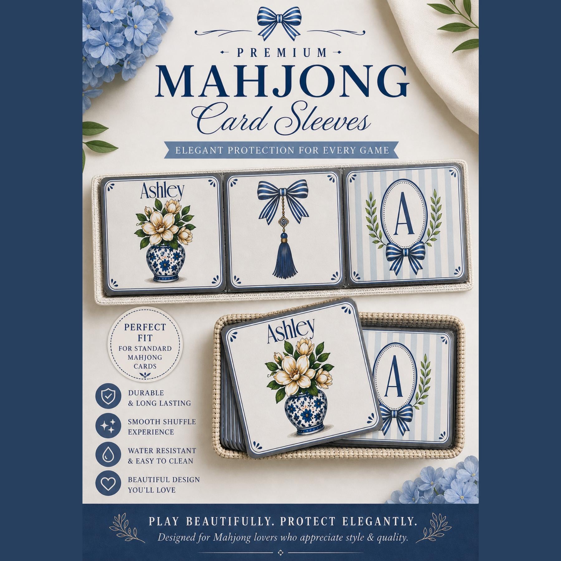 sword art online card sleeves Personalized Mahjong Card Cover & Sleeve – Duckberry Designs main image 1