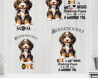 Bernedoodle PNG Clipart Set: Digital Art for Mugs, Totes (Digital Download)