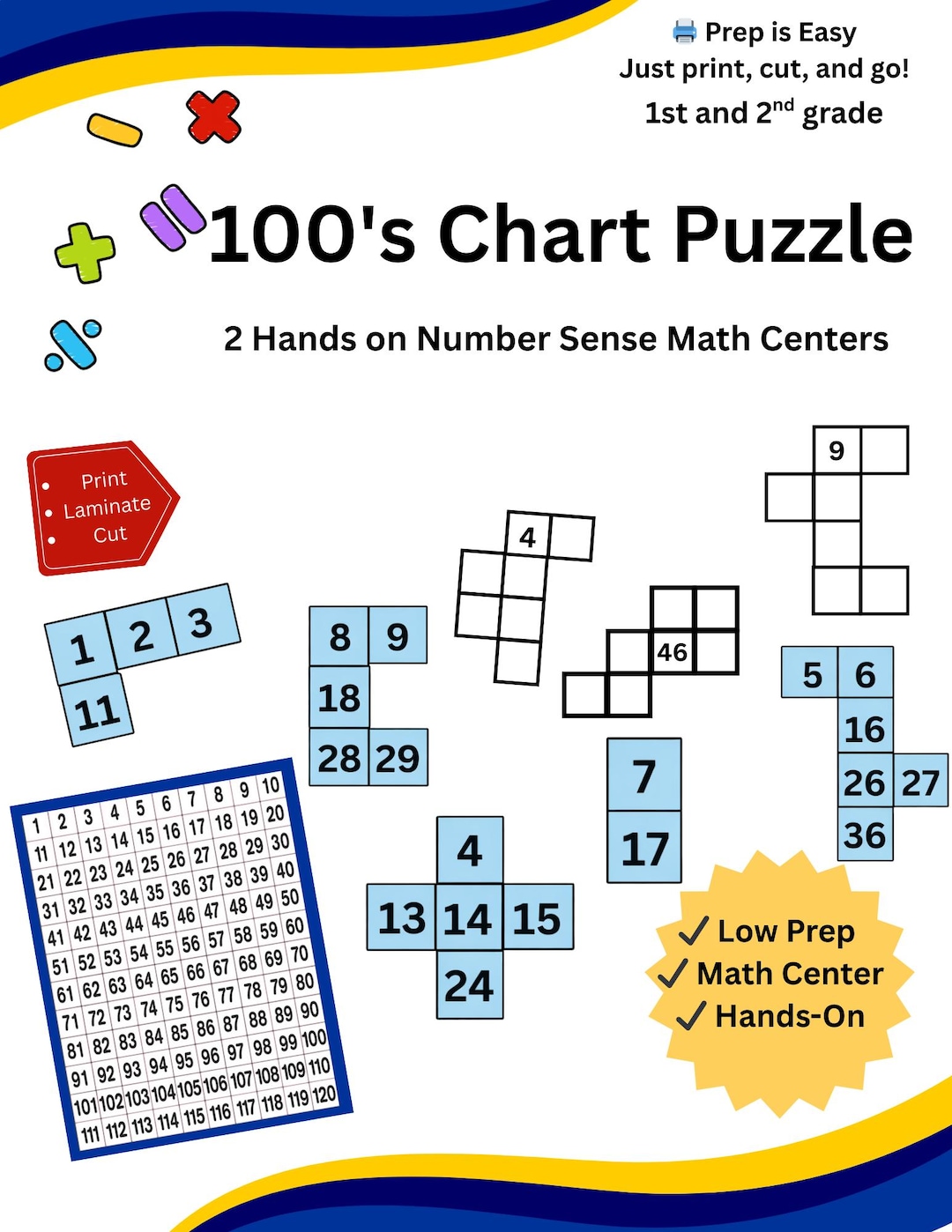 100 Chart Number Puzzle | Math Center Activity (PDF Download) - Etsy
